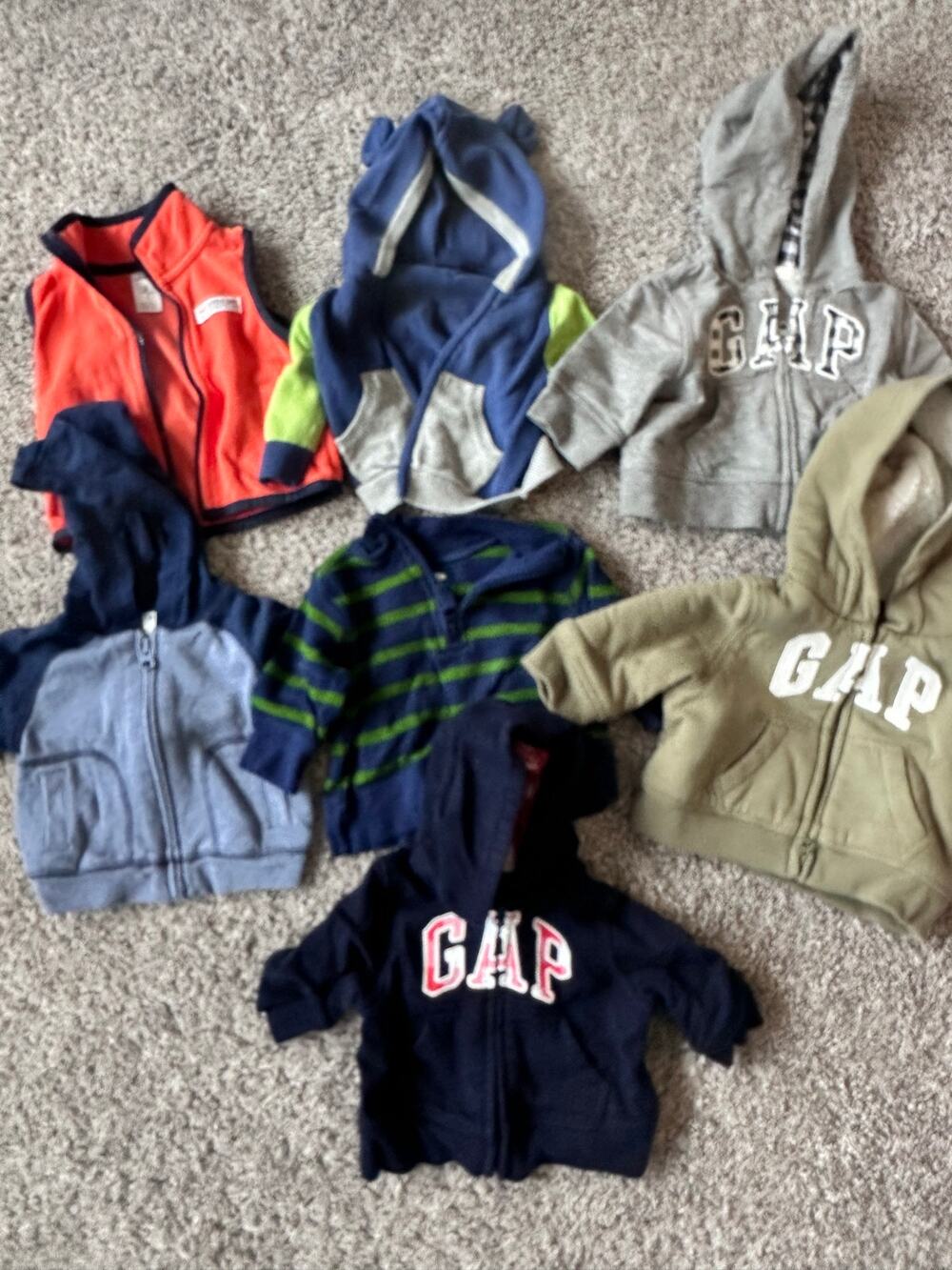 Baby Boys Size 0-3M Outerwear & Sweatshirt Lot - Gap & Carter's (7 Pieces)